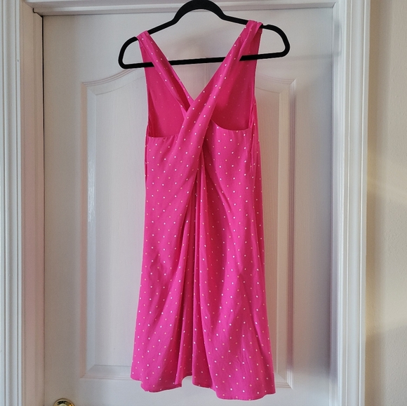 LOFT Ann Taylor Pink Dotted Criss Cross Back Swing Dress Size XS NWOT Slip Mini - Picture 5 of 10